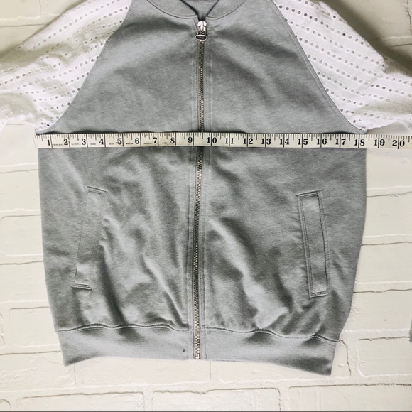 GAP Gray and White Eyelet Sleeve Zip-Up Jacket - Picture 3 of 8